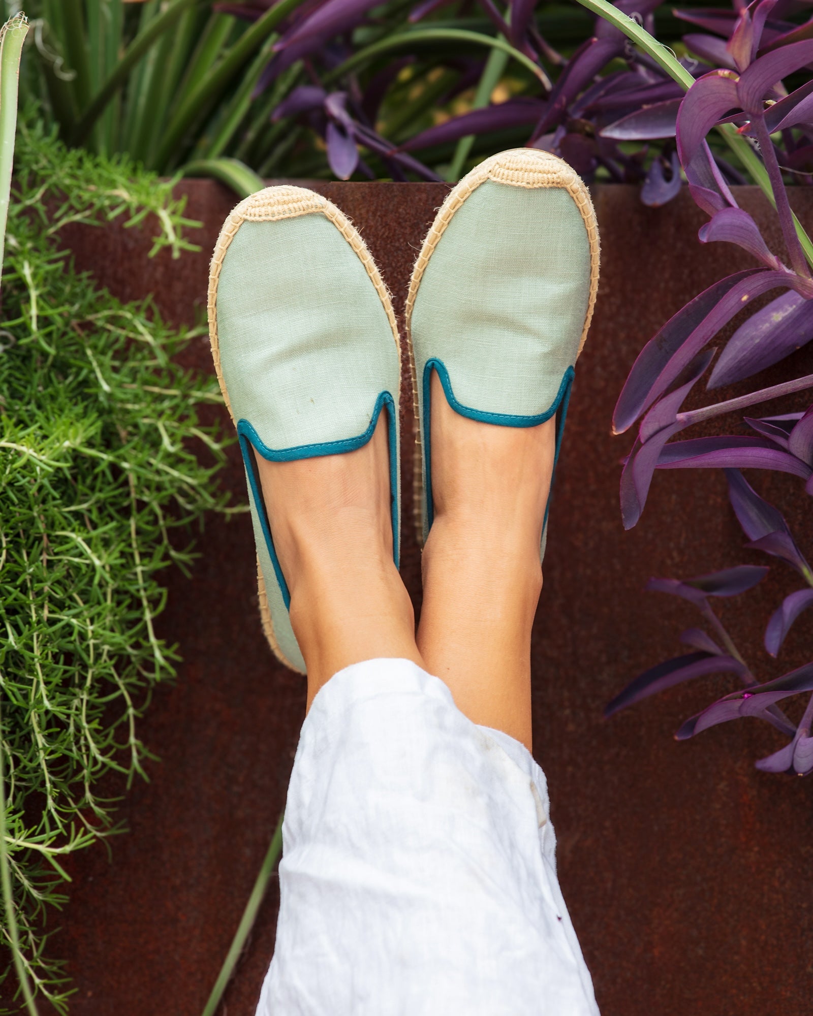 Women's Smoking Espadrille | Linen Color | Sea Green - Women's Espadrilles - Sea Green - Soludos -