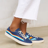 The Original Ibiza - Embroidery / Rainbow Wave - Marine Blue - Women's - Women's Sneakers - Marine Blue / Rainbow Wave - Soludos -