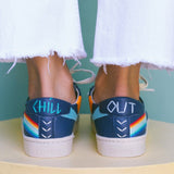 The Original Ibiza - Embroidery / Rainbow Wave - Marine Blue - Women's - Women's Sneakers - Marine Blue / Rainbow Wave - Soludos -
