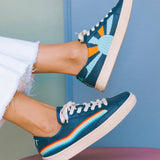The Original Ibiza - Embroidery / Rainbow Wave - Marine Blue - Women's - Women's Sneakers - Marine Blue / Rainbow Wave - Soludos -