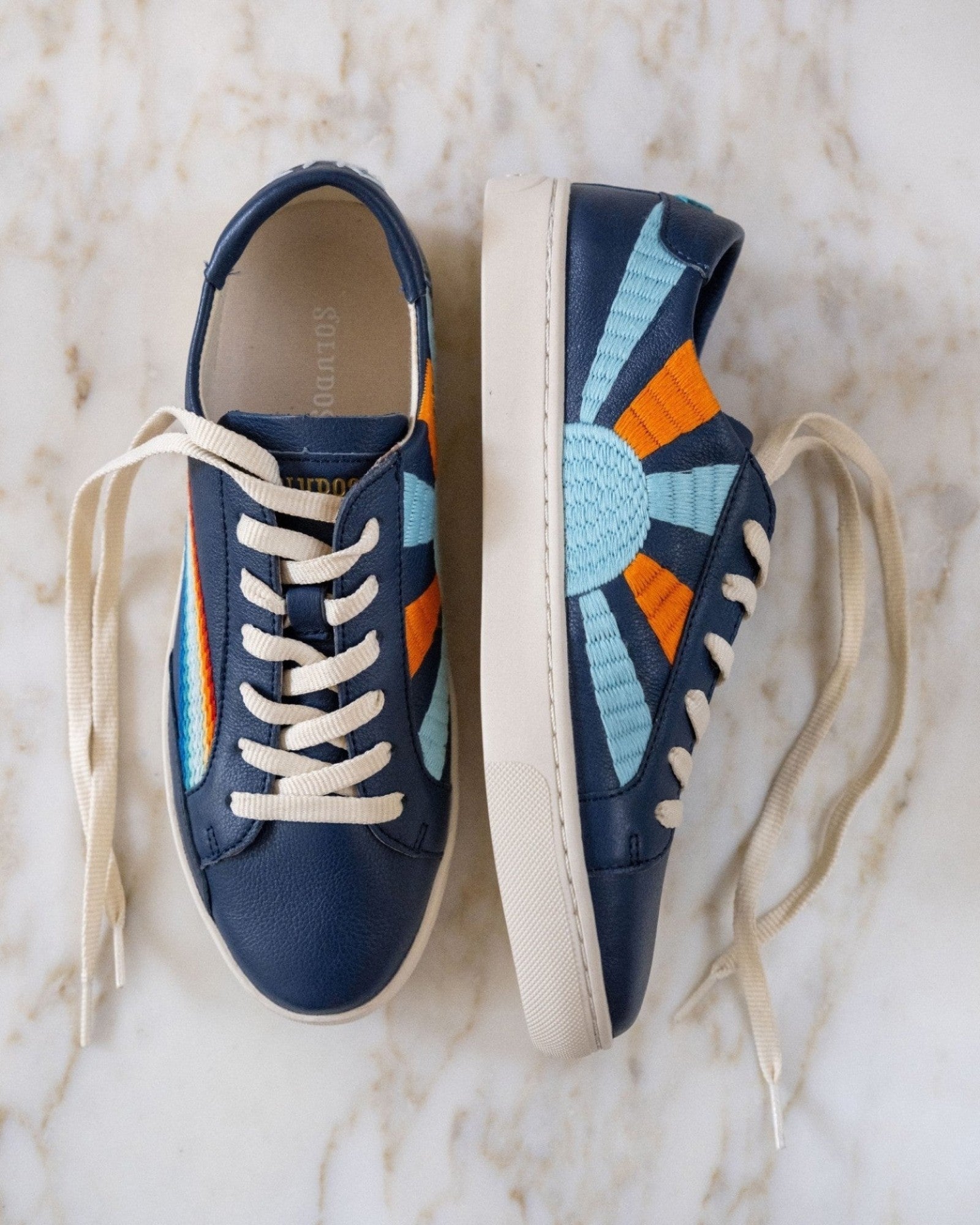 The Original Ibiza - Embroidery / Rainbow Wave - Marine Blue - Women's - Women's Sneakers - Marine Blue / Rainbow Wave - Soludos -