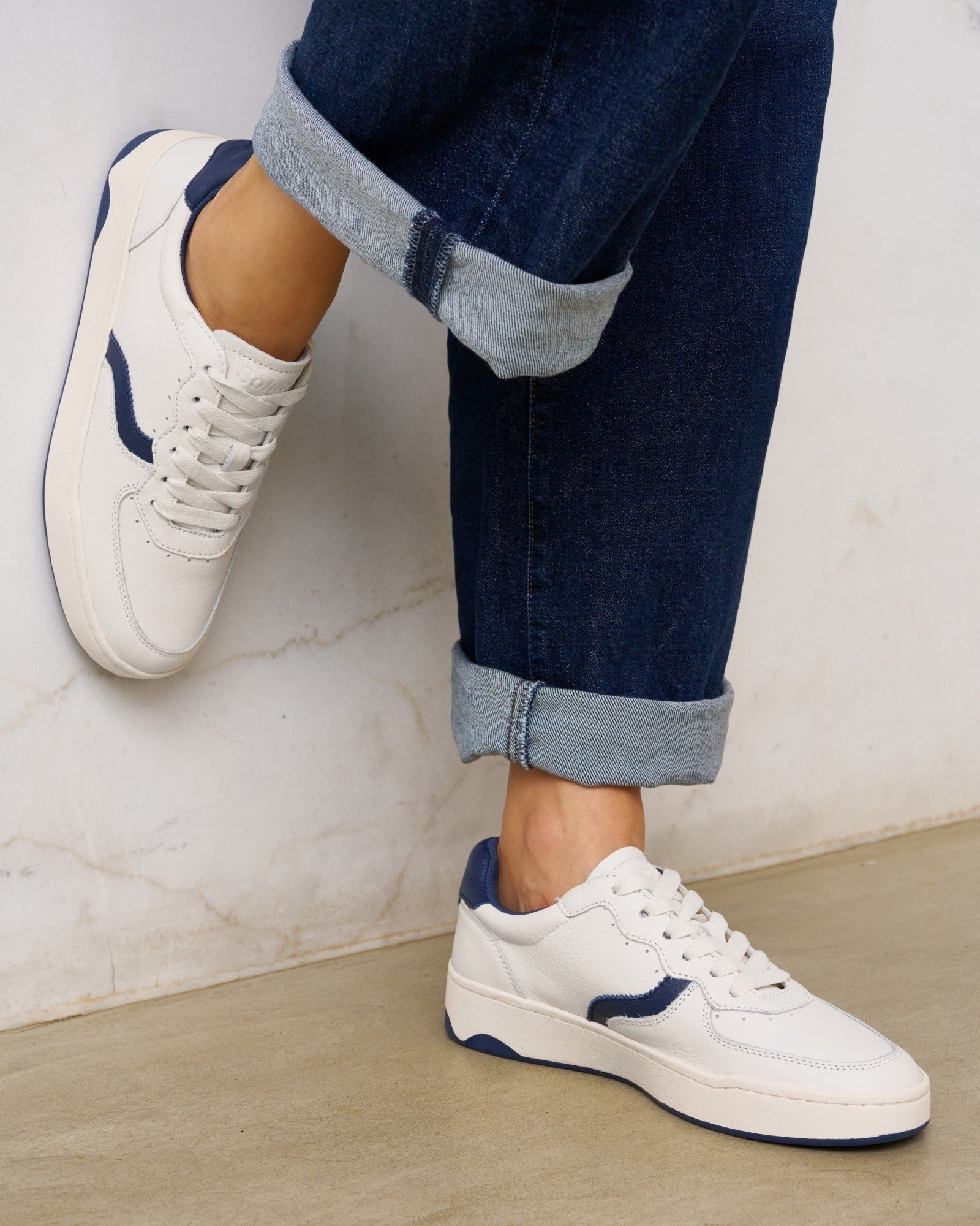The Roma - Classic - White / Marine Blue - Women's - Women's Sneakers - White / Marine Blue - Soludos -