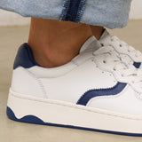 The Roma - Classic - White / Marine Blue - Women's - Women's Sneakers - White / Marine Blue - Soludos -