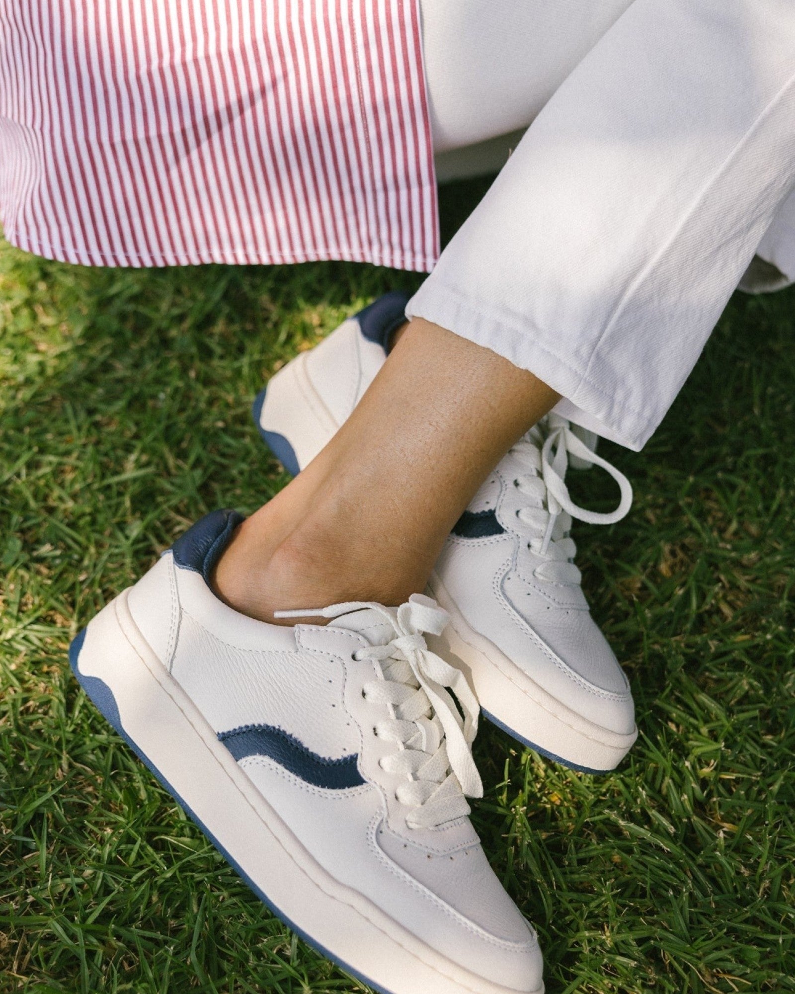 The Roma - Classic - White / Marine Blue - Women's - Women's Sneakers - White / Marine Blue - Soludos -