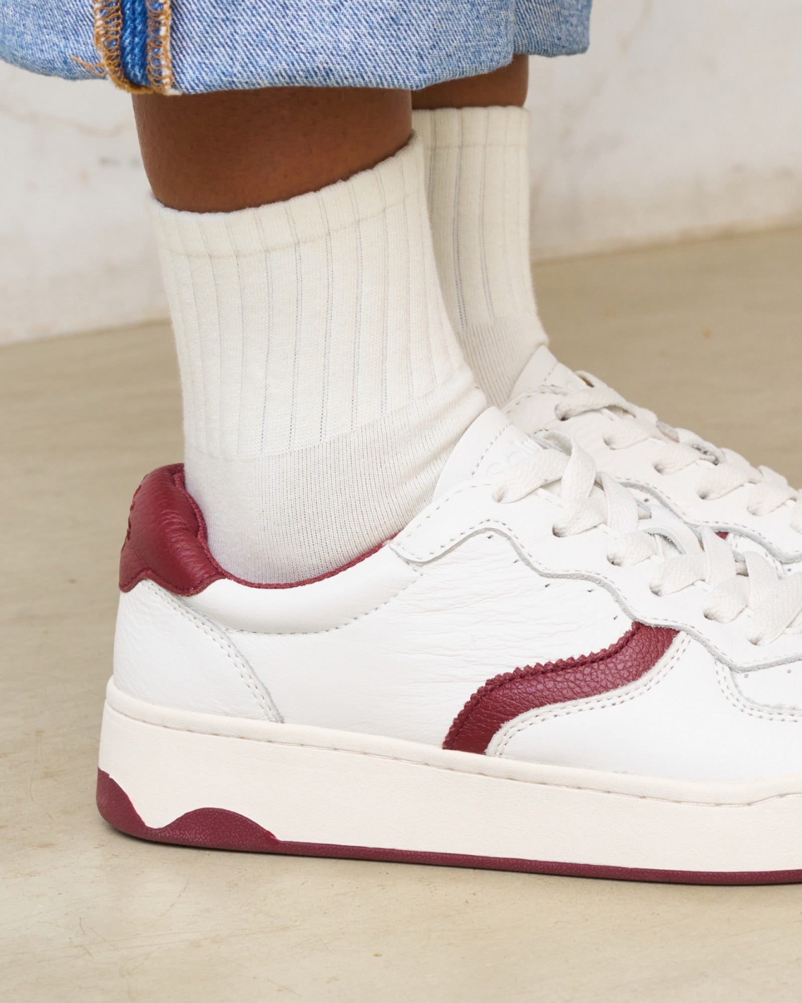 The Roma - Classic - White / Wine - Women's - Women's Sneakers - White / Wine - Soludos -