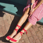 The Marseille Wedge - Classic - Flamenco Red - Women's - Women's Wedge Espadrilles - Flamenco Red - Soludos -