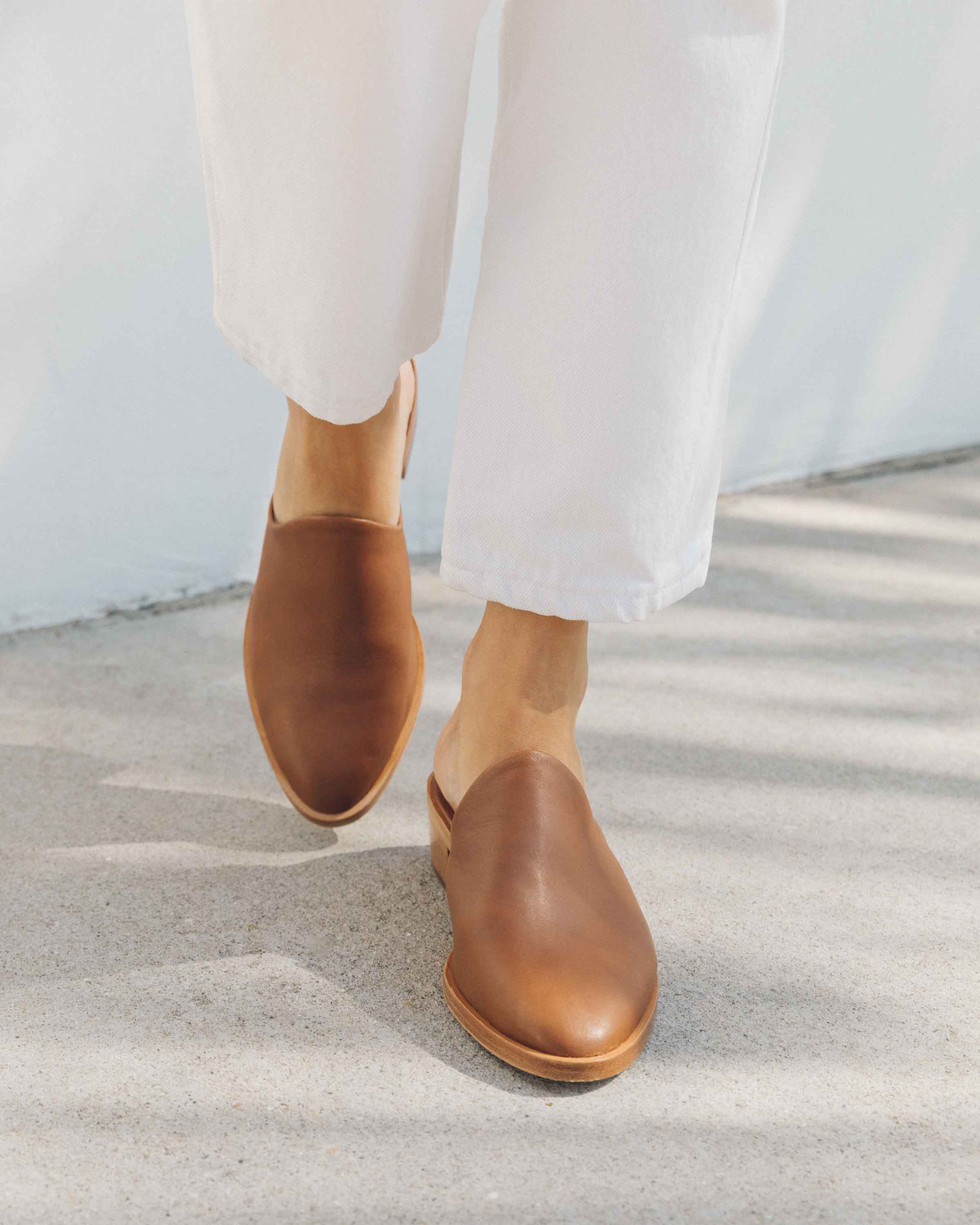 Tan on sale leather mules