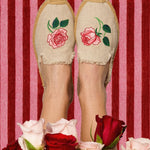 Women's Smoking Mule Espadrille | Embroidery | Wild Roses - Natural Undyed - Women's Espadrilles - Vogue Roses - Natural Undyed - Soludos - 