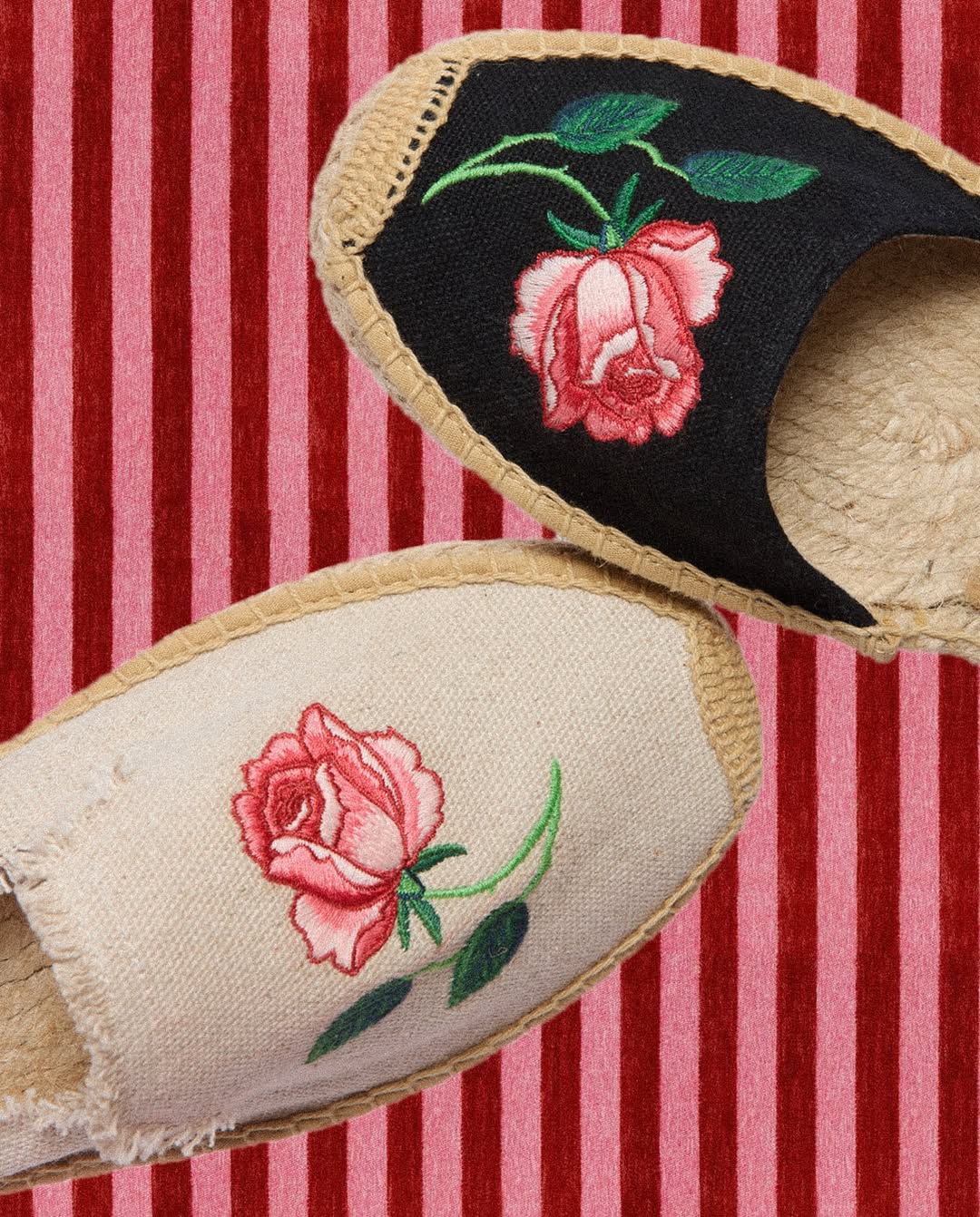Women's Smoking Mule Espadrille | Embroidery | Wild Roses - Natural Undyed - Women's Espadrilles - Vogue Roses - Natural Undyed - Soludos - 
