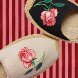 Women's Smoking Mule Espadrille | Embroidery | Wild Roses - Natural Undyed - Women's Espadrilles - Vogue Roses - Natural Undyed - Soludos - 