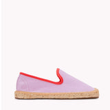 The Smoking Slipper - Contrast Piping - Lavender / Red - Kids' - Kids' Espadrilles - Lavender / Red - Soludos - 