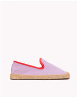 The Smoking Slipper - Contrast Piping - Lavender / Red - Kids' - Kids' Espadrilles - Lavender / Red - Soludos - 