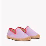 The Smoking Slipper - Contrast Piping - Lavender / Red - Kids' - Kids' Espadrilles - Lavender / Red - Soludos - 