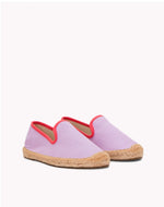 The Smoking Slipper - Contrast Piping - Lavender / Red - Kids' - Kids' Espadrilles - Lavender / Red - Soludos - 