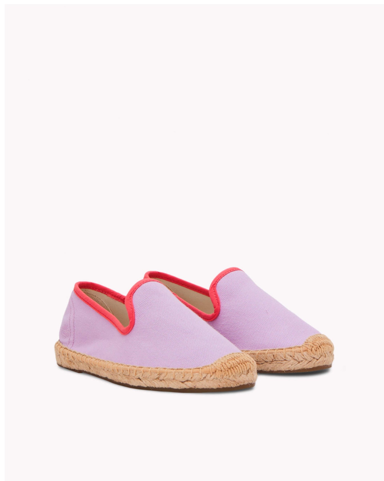 The Smoking Slipper - Contrast Piping - Lavender / Red - Kids' - Kids' Espadrilles - Lavender / Red - Soludos - 