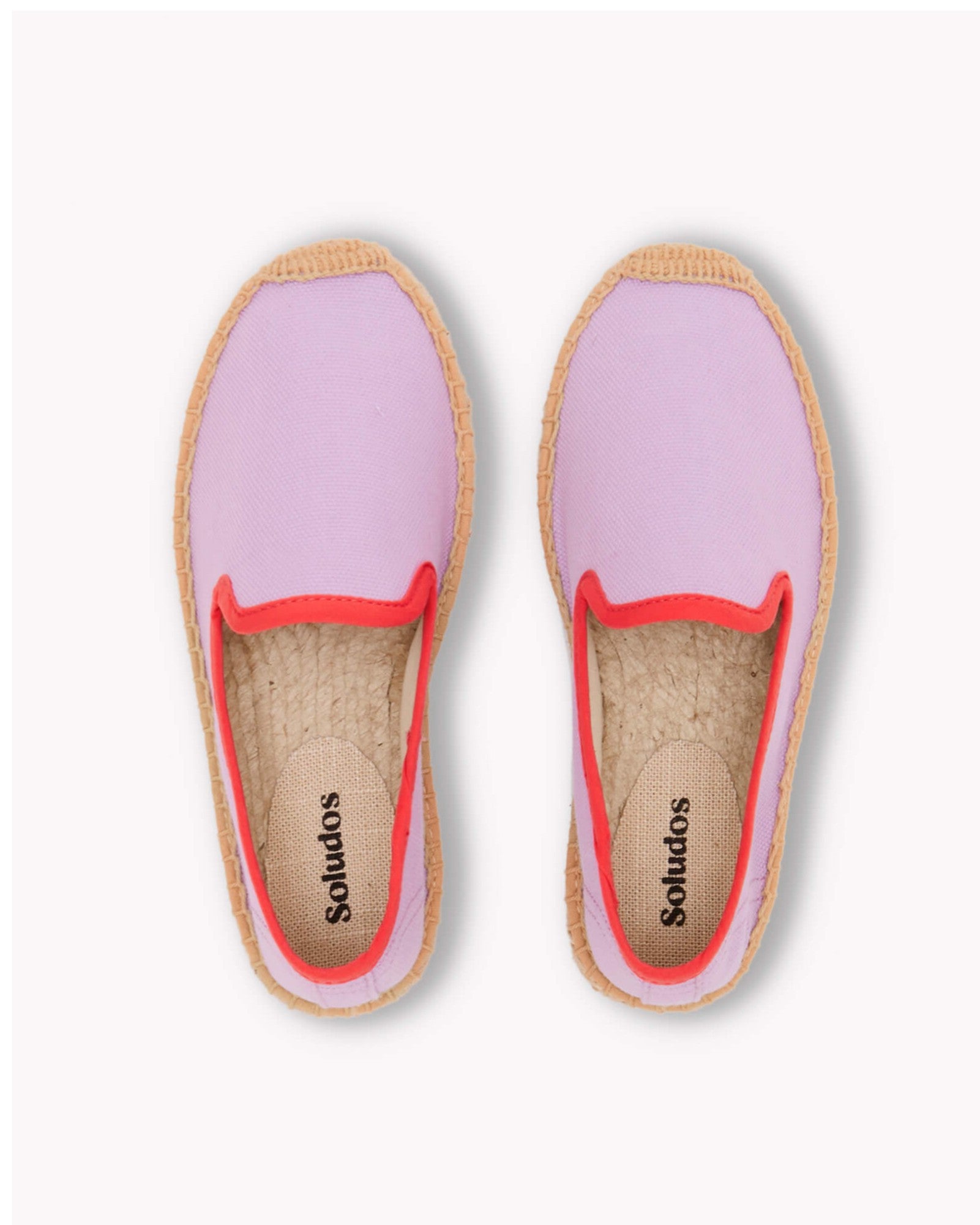 The Smoking Slipper - Contrast Piping - Lavender / Red - Kids' - Kids' Espadrilles - Lavender / Red - Soludos - 