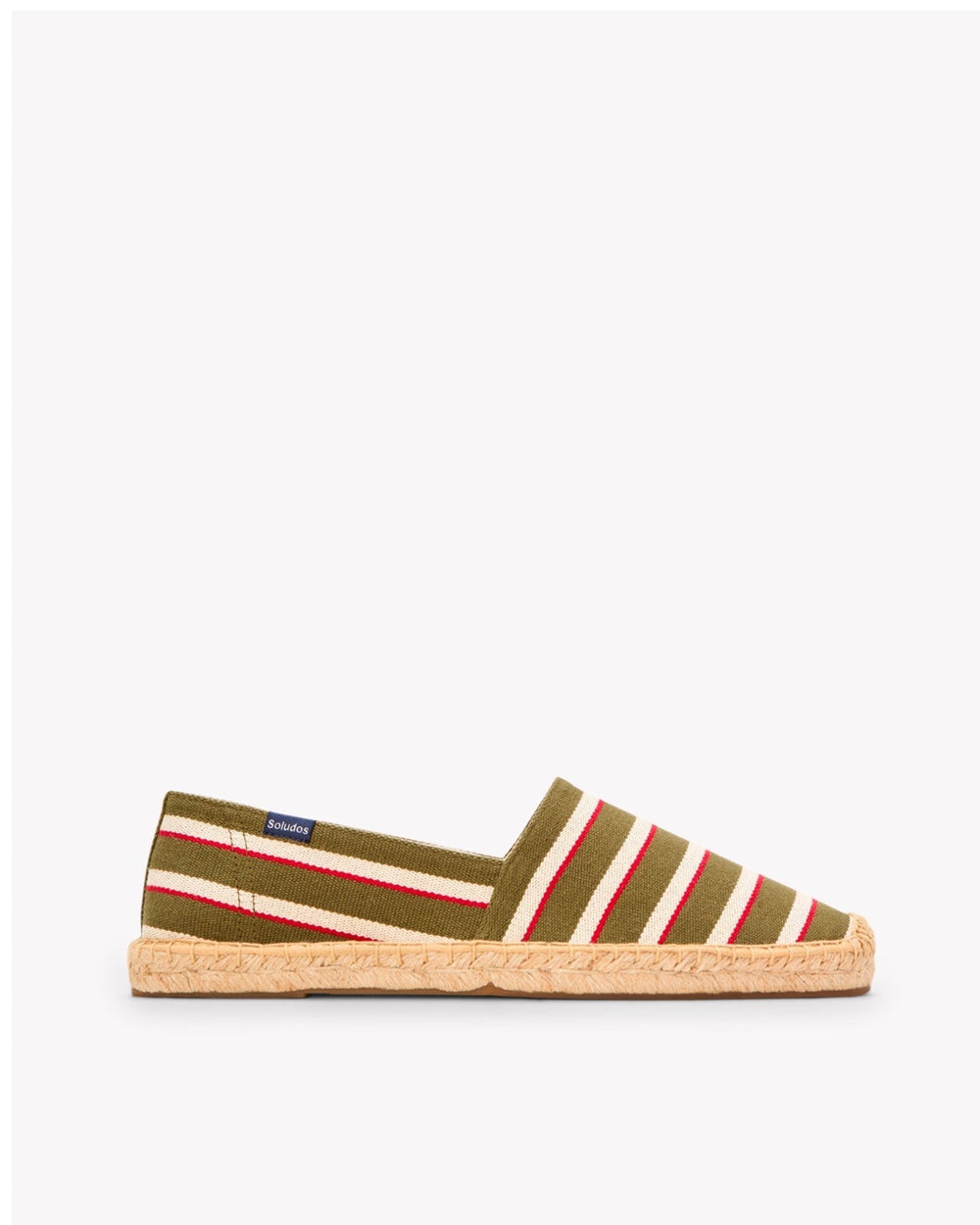 The Original Espadrille - Classic Stripes - Olive / Ivory / Red - Men's - Men's Espadrilles - Olive / Ivory / Red - Soludos - 