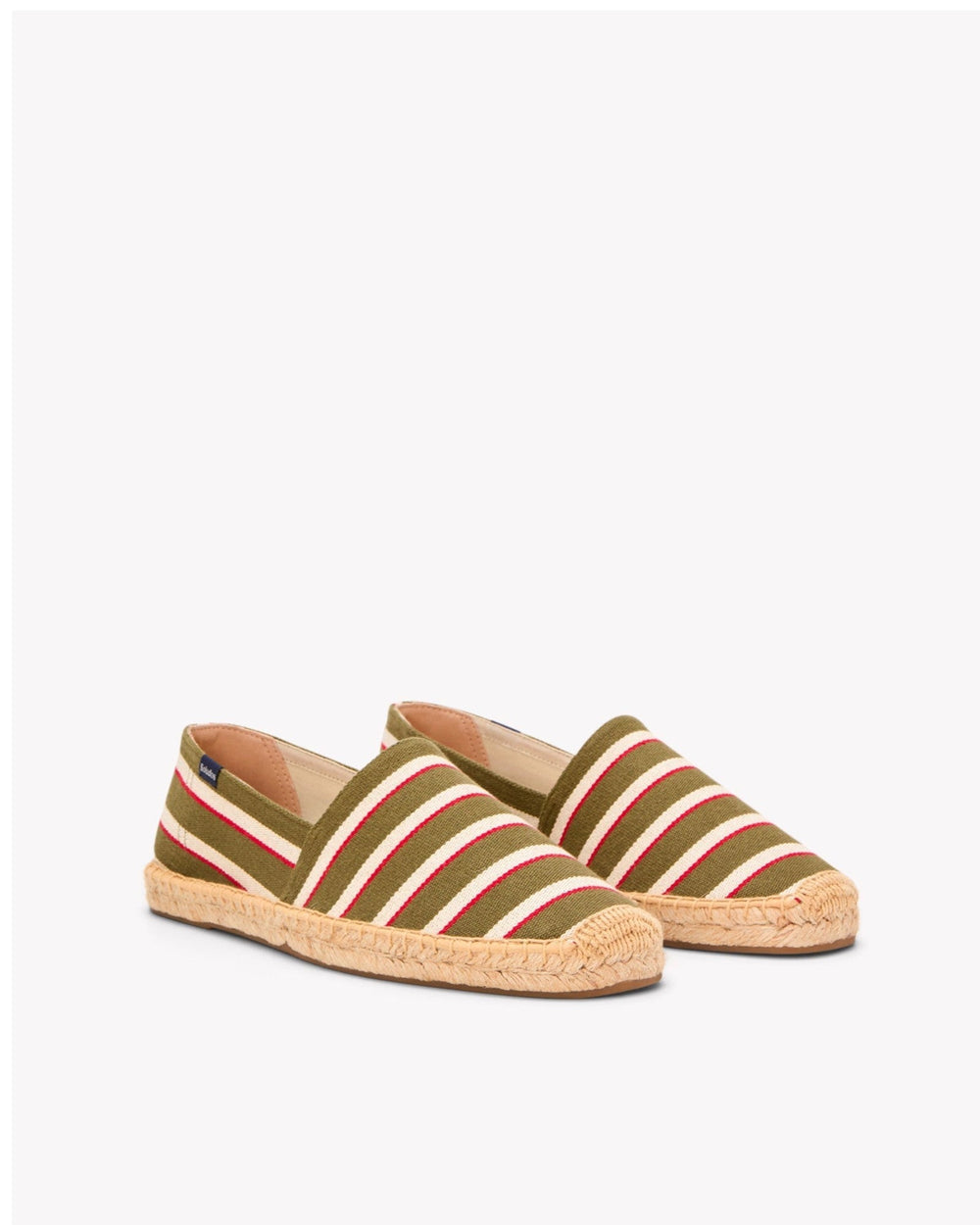 The Original Espadrille - Classic Stripes - Olive / Ivory / Red - Men's - Men's Espadrilles - Olive / Ivory / Red - Soludos - 
