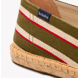 The Original Espadrille - Classic Stripes - Olive / Ivory / Red - Men's - Men's Espadrilles - Olive / Ivory / Red - Soludos - 