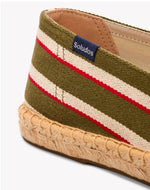 The Original Espadrille - Classic Stripes - Olive / Ivory / Red - Men's - Men's Espadrilles - Olive / Ivory / Red - Soludos - 