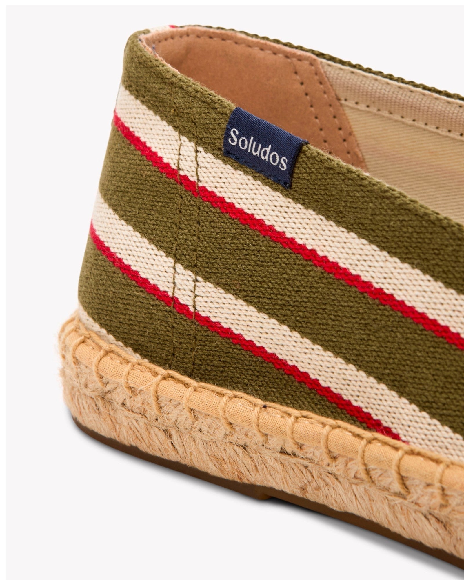 The Original Espadrille - Classic Stripes - Olive / Ivory / Red - Men's - Men's Espadrilles - Olive / Ivory / Red - Soludos - 