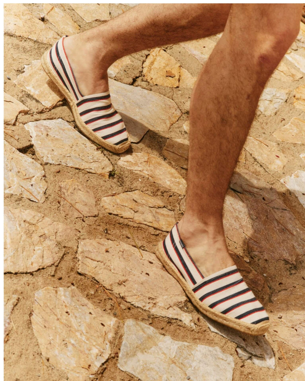The Original Espadrille - Classic Stripes - Ivory / Navy / Red - Men's - Men's Espadrilles - Ivory / Navy / Red - Soludos - 