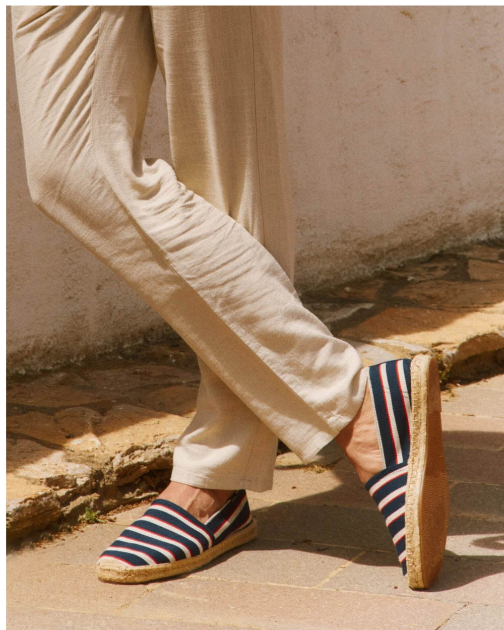 The Original Espadrille - Classic Stripes - Navy / Ivory / Red - Men's - Men's Espadrilles - Navy / Ivory / Red - Soludos - 