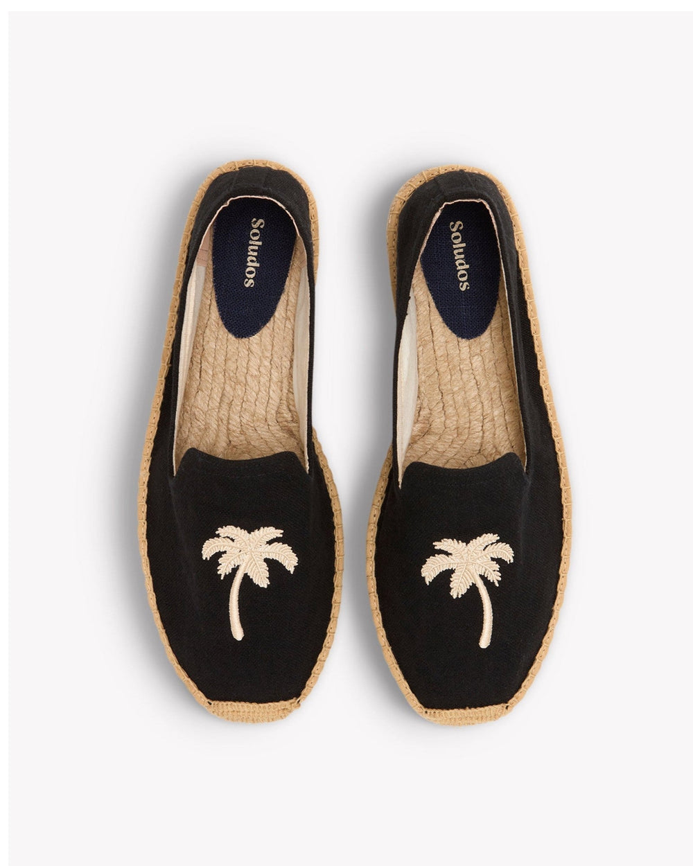 The Smoking Slipper - Embroidery / Palm Tree - Black - Men's - Men's Espadrilles - Black / Palm Tree - Soludos - 