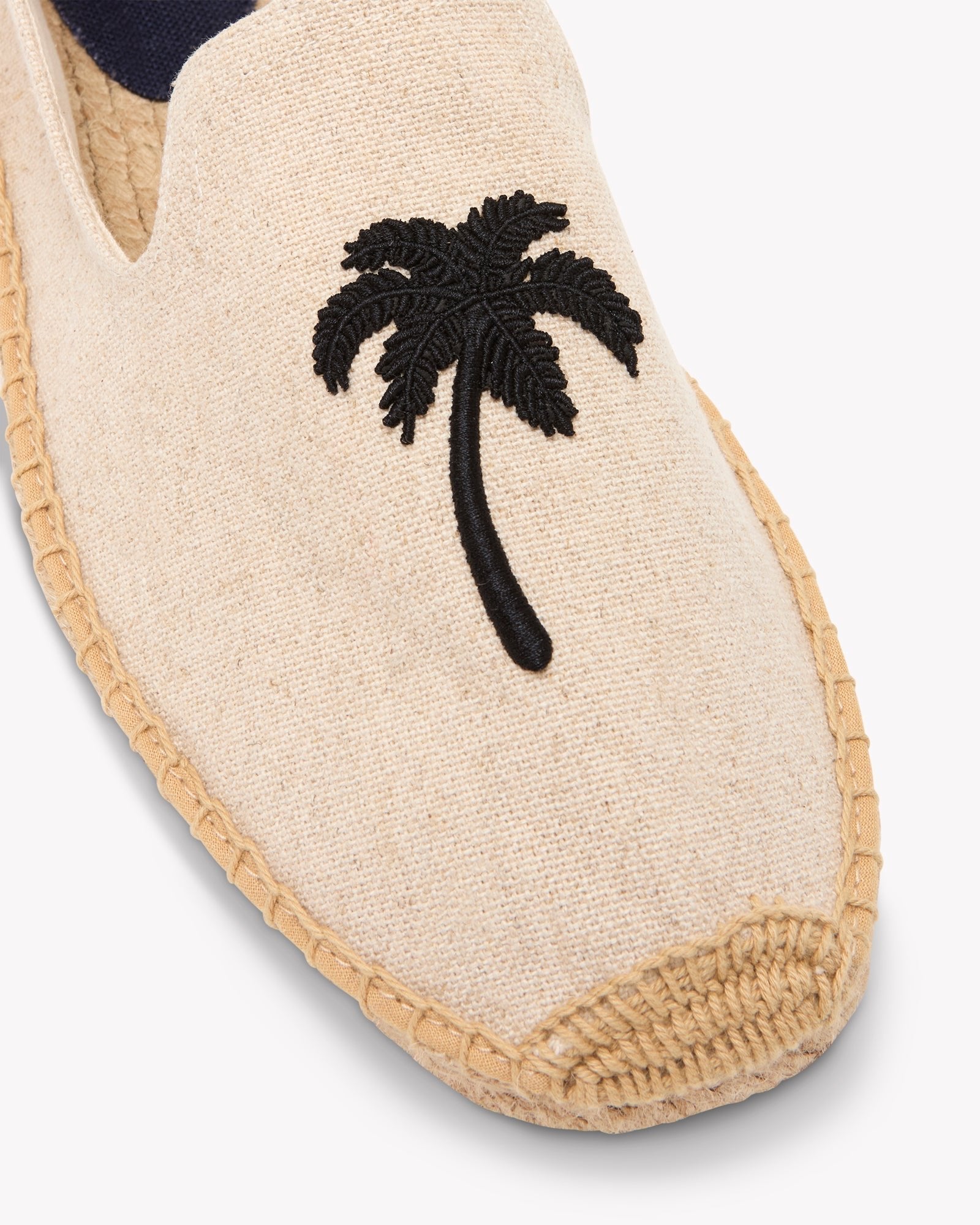 The Smoking Slipper - Embroidery / Palm Tree - Natural Undyed - Men's - Men's Espadrilles - Natural Undyed / Palm Tree - Soludos -
