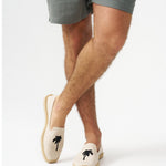 The Smoking Slipper - Embroidery / Palm Tree - Natural Undyed - Men's - Men's Espadrilles - Natural Undyed / Palm Tree - Soludos - 