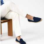 The Smoking Slipper - Contrast Piping - Dark Navy / Blue - Men's - Men's Espadrilles - Dark Navy / Blue - Soludos - 