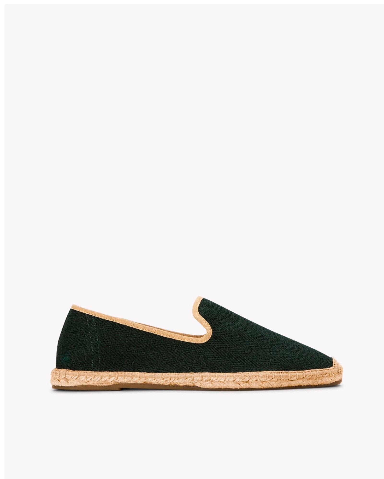 The Smoking Slipper - Contrast Piping - Green / Tan - Men's - Men's Espadrilles - Green / Tan - Soludos - 