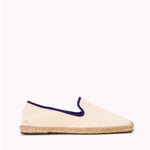 The Smoking Slipper - Contrast Piping - Ivory / Dark Blue - Men's - Men's Espadrilles - Ivory / Dark Blue - Soludos - 