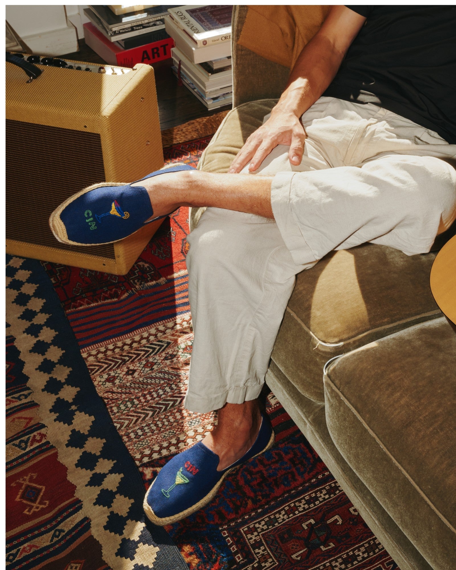 The Smoking Slipper - Embroidery / Cin Cin - Armada Blue - Men's - Men's Espadrilles - Armada Blue - ET2C - 
