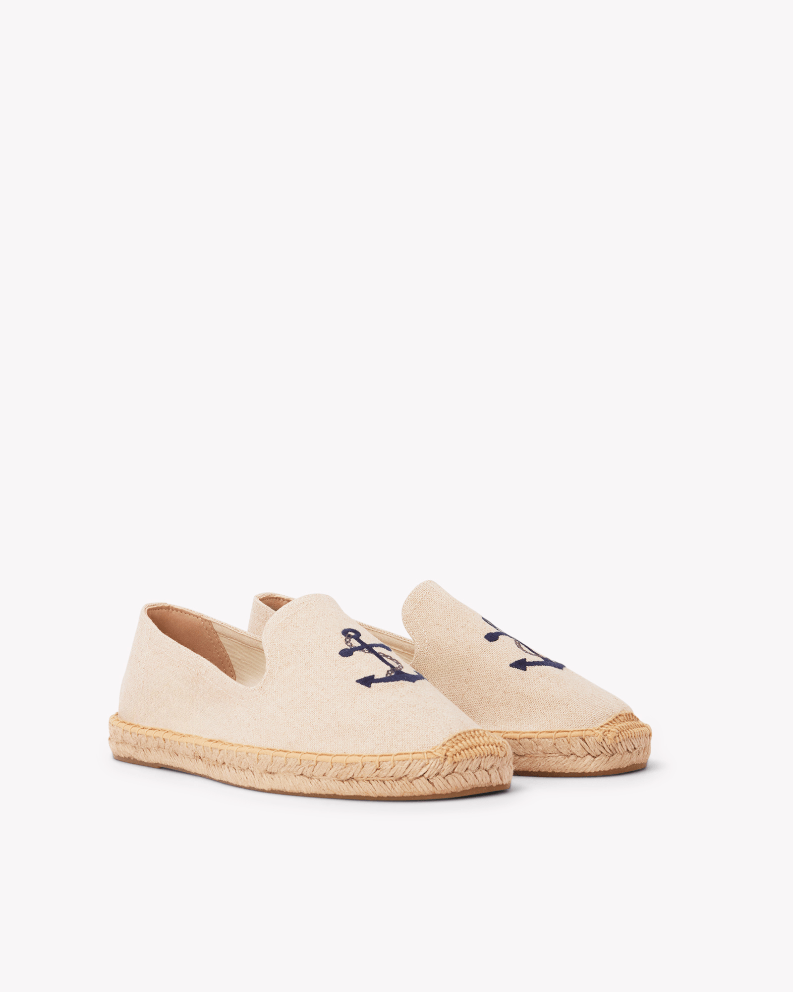 Men's Smoking Espadrille | Embroidery | Anchors - Natural Undyed - Mens Espadrilles - Anchors - Natural Undyed - ET2C - 
