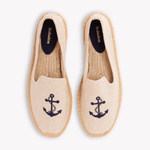 Men's Smoking Espadrille | Embroidery | Anchors - Natural Undyed - Mens Espadrilles - Anchors - Natural Undyed - ET2C - 