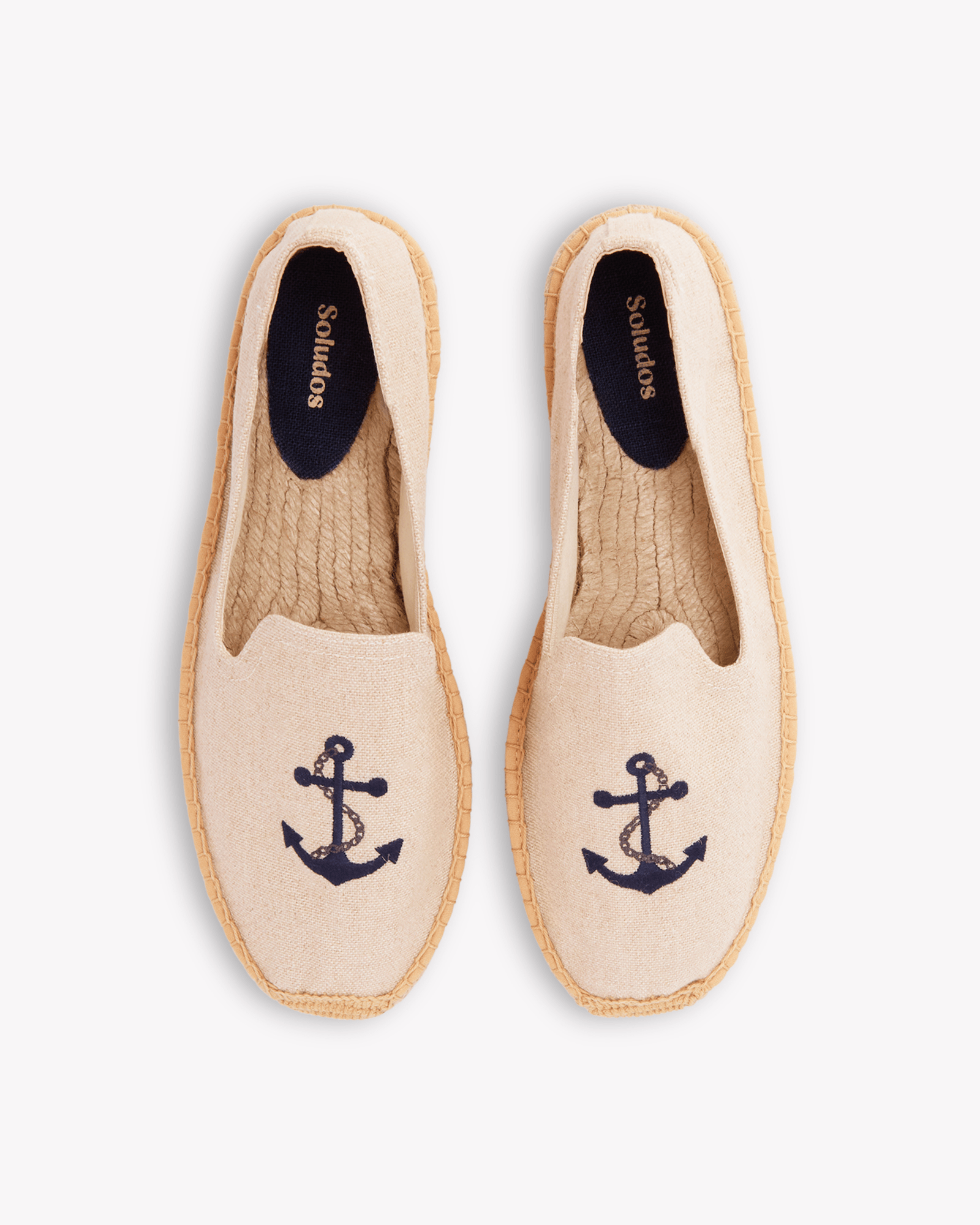 Men's Smoking Espadrille | Embroidery | Anchors - Natural Undyed - Mens Espadrilles - Anchors - Natural Undyed - ET2C - 