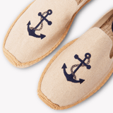 Men's Smoking Espadrille | Embroidery | Anchors - Natural Undyed - Mens Espadrilles - Anchors - Natural Undyed - ET2C - 