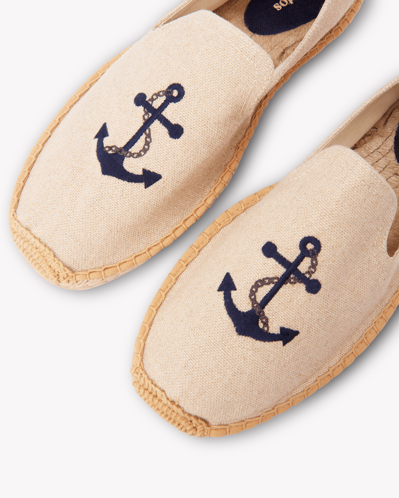 Men's Smoking Espadrille | Embroidery | Anchors - Natural Undyed - Mens Espadrilles - Anchors - Natural Undyed - ET2C - 