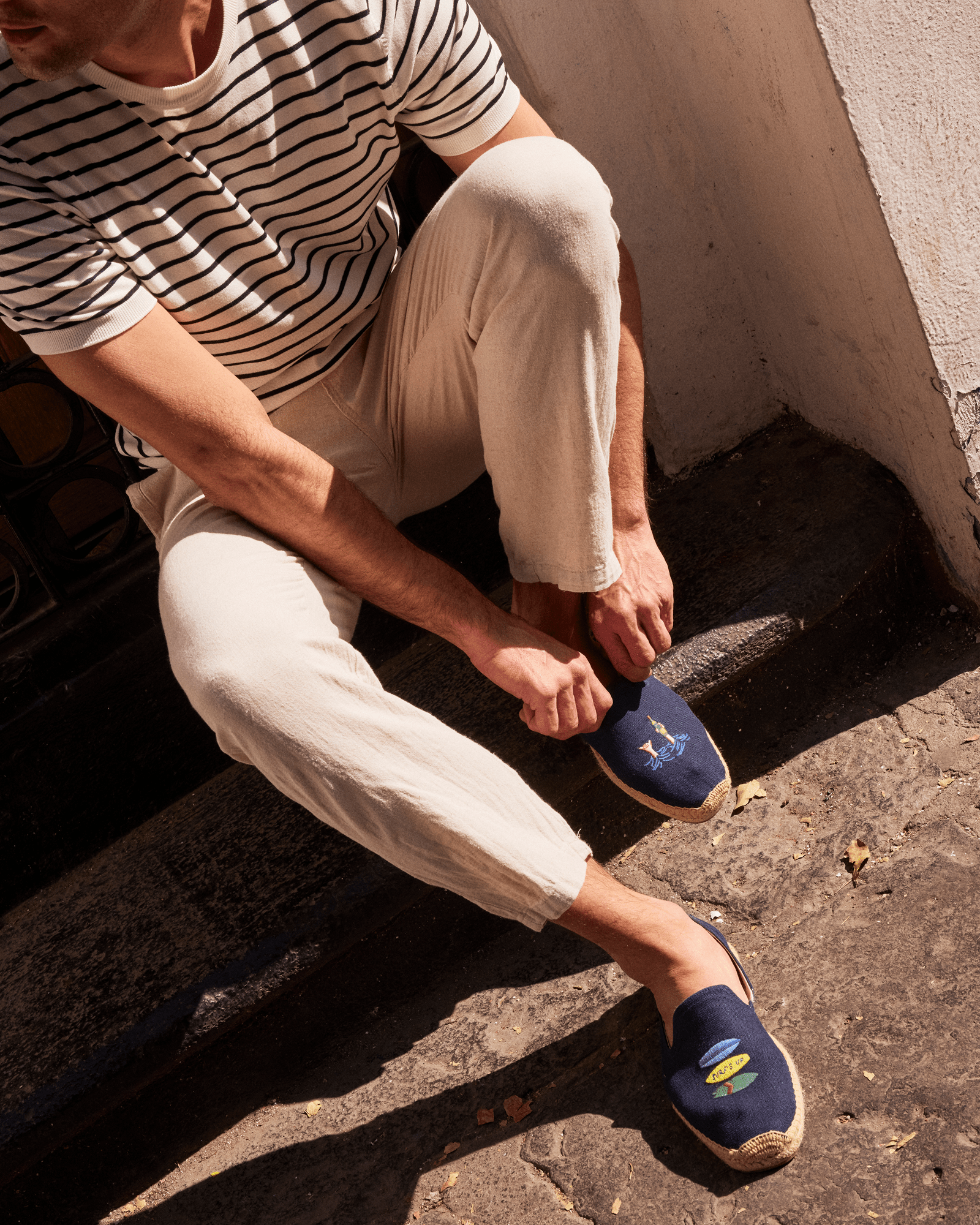 Men's Smoking Espadrille | Embroidery | Boards & Drinks - Armada Blue - Men's Espadrilles - Boards & Drinks - Armada Blue - Soludos - 