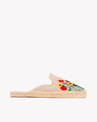 Womens_Espadrilles_The Smoking Mule_Embroidery_Natural Undyed - Summer Flowers - Women's Espadrilles - Natural Undyed - Summer Flowers - Soludos - 