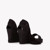 Women's Capri Wedge Espadrille | Linen Color | Noche Black - Womens Espadrilles - Noche Black - Soludos - 