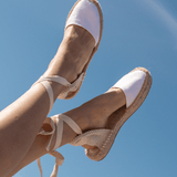 Women's Lauren Lace Up Espadrille | Linen Color | Oasis White