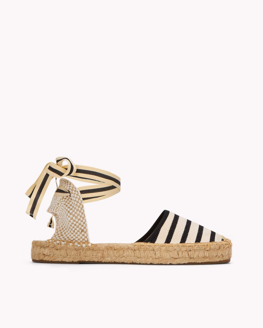 The Lauren Lace Up - Classic Stripes - Ivory / Black - Women's - Women's Espadrilles - Ivory / Black - Soludos - 