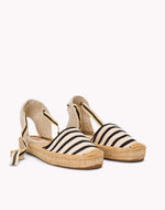 The Lauren Lace Up - Classic Stripes - Ivory / Black - Women's - Women's Espadrilles - Ivory / Black - Soludos - 