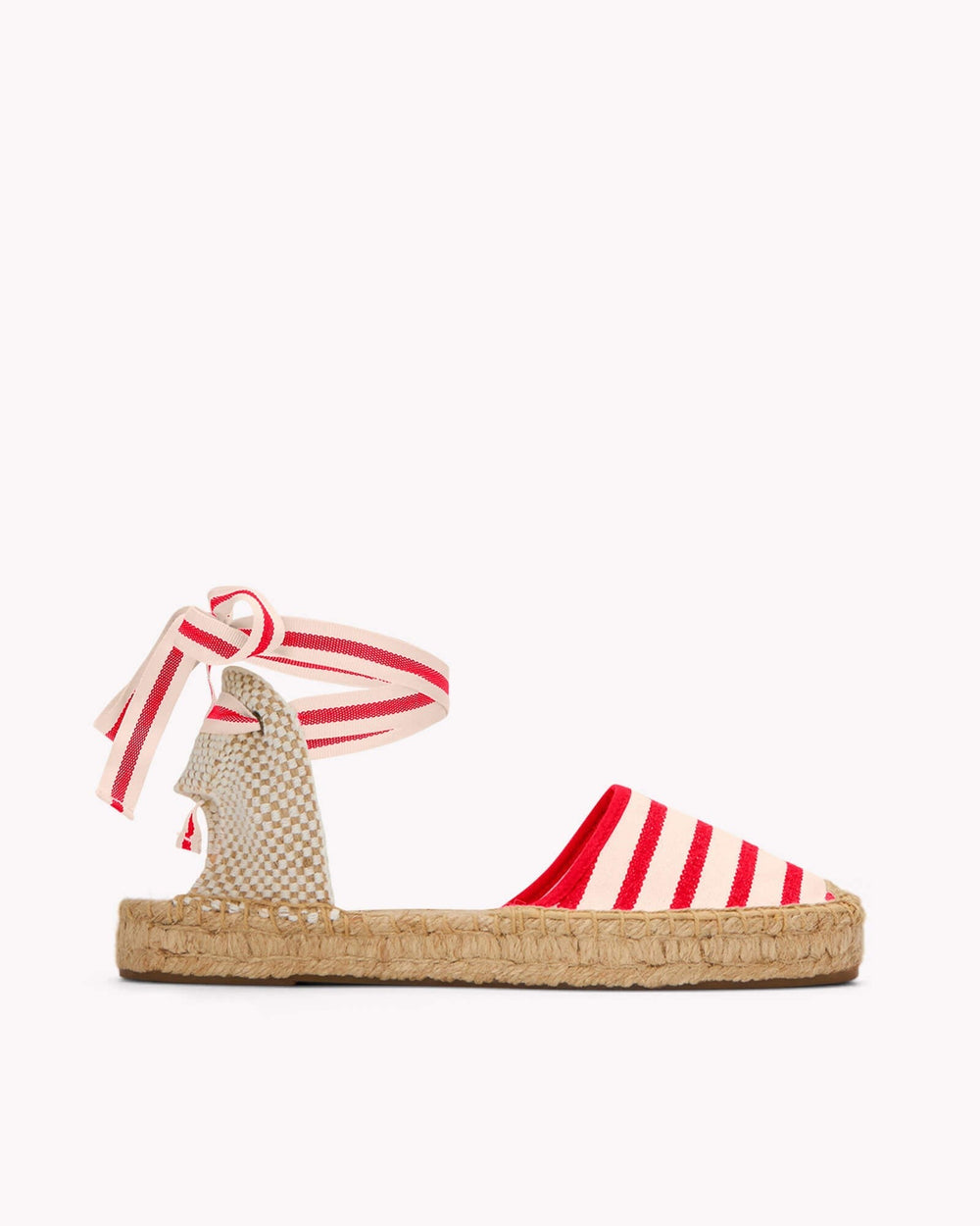 The Lauren Lace Up - Classic Stripes - Ivory / Red - Women's - Women's Espadrilles - Ivory / Red - Soludos - 