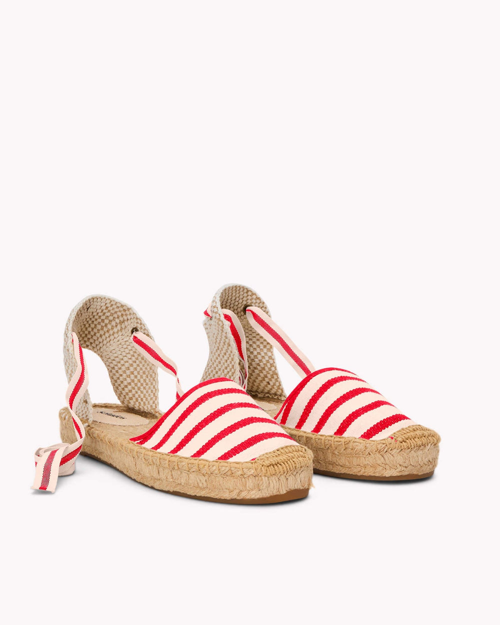 The Lauren Lace Up - Classic Stripes - Ivory / Red - Women's - Women's Espadrilles - Ivory / Red - Soludos - 