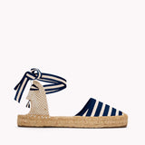 The Lauren Lace Up - Classic Stripes - Navy / Ivory - Women's - Women's Espadrilles - Navy / Ivory - Soludos - 