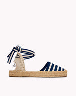 The Lauren Lace Up - Classic Stripes - Navy / Ivory - Women's - Women's Espadrilles - Navy / Ivory - Soludos - 