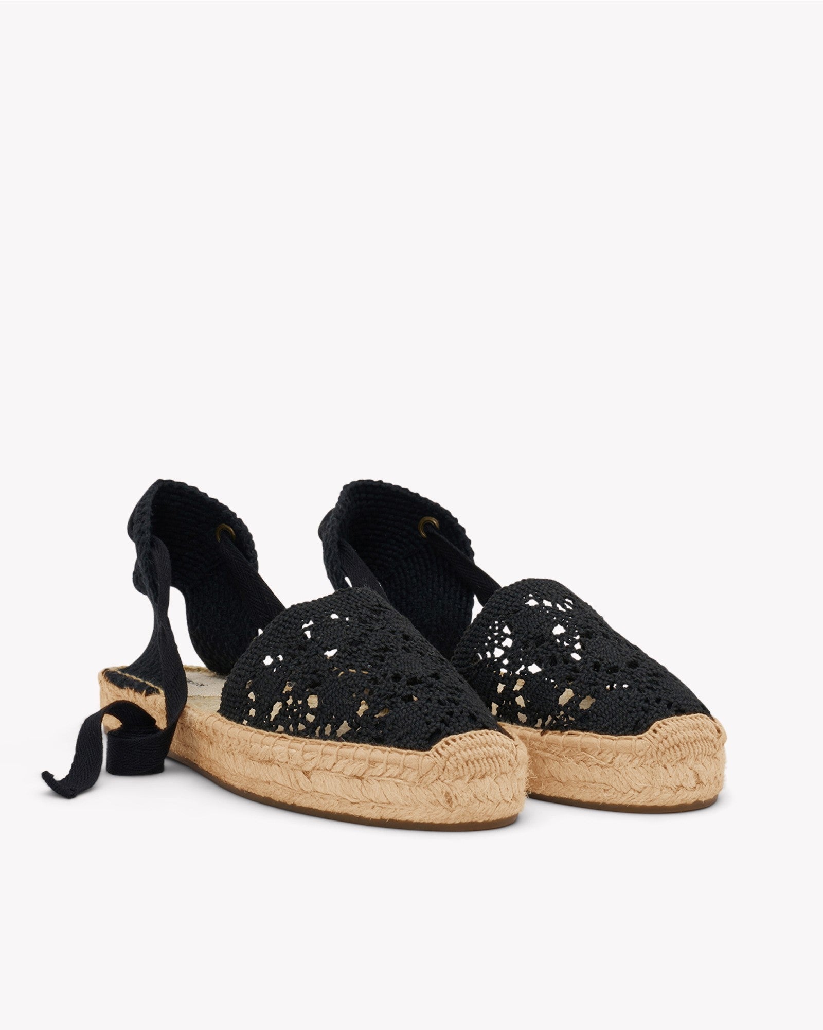 Lauren Lace Up - Noche Black Women's Flat Espadrille – Soludos